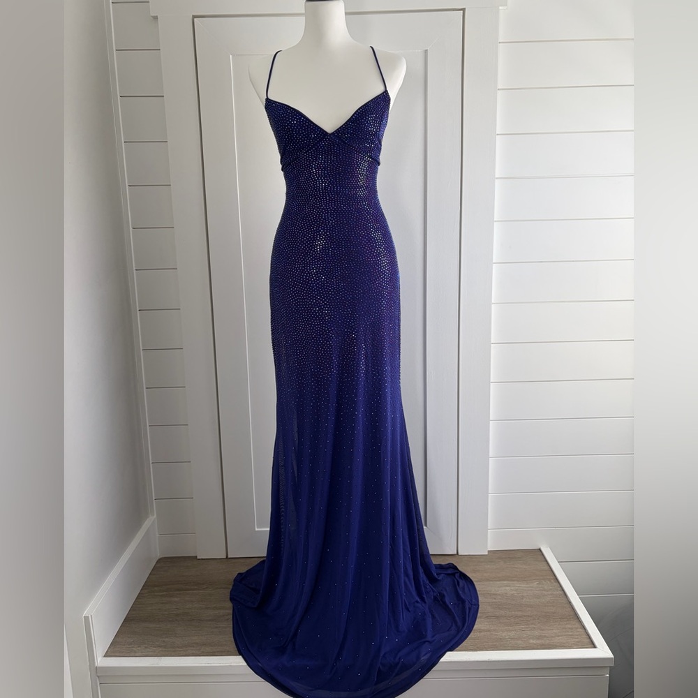 Windsor Royal Blue Beaded Spaghetti-Strap Formal Wear, Prom Gown - New with Tags